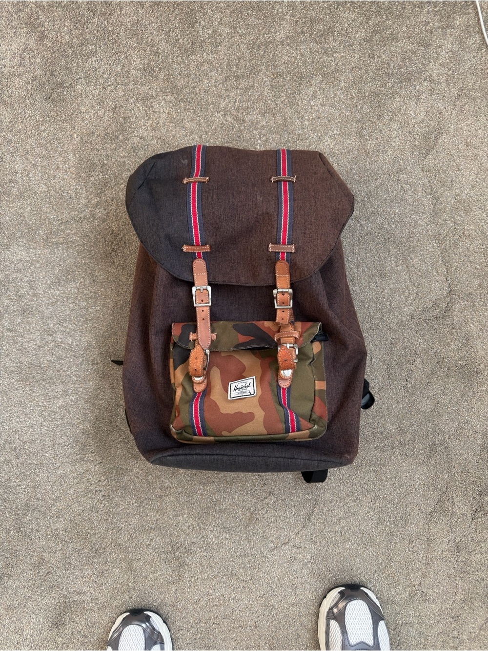 Herschel Supply Company Heritage Backpack in Brown with Camo Pocket